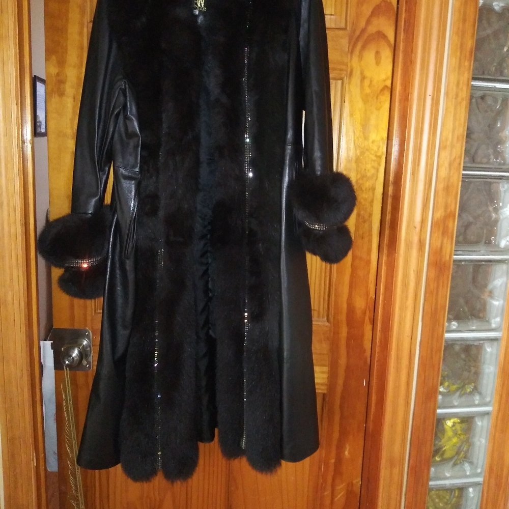 Full Length Leather and Fox Coat Matching Headband